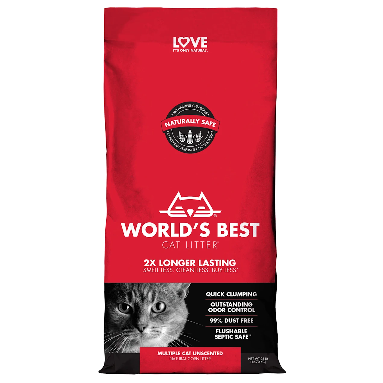 World-s Best Original Series Unscented Multi Corn Cat Litter. 28 lbs.
