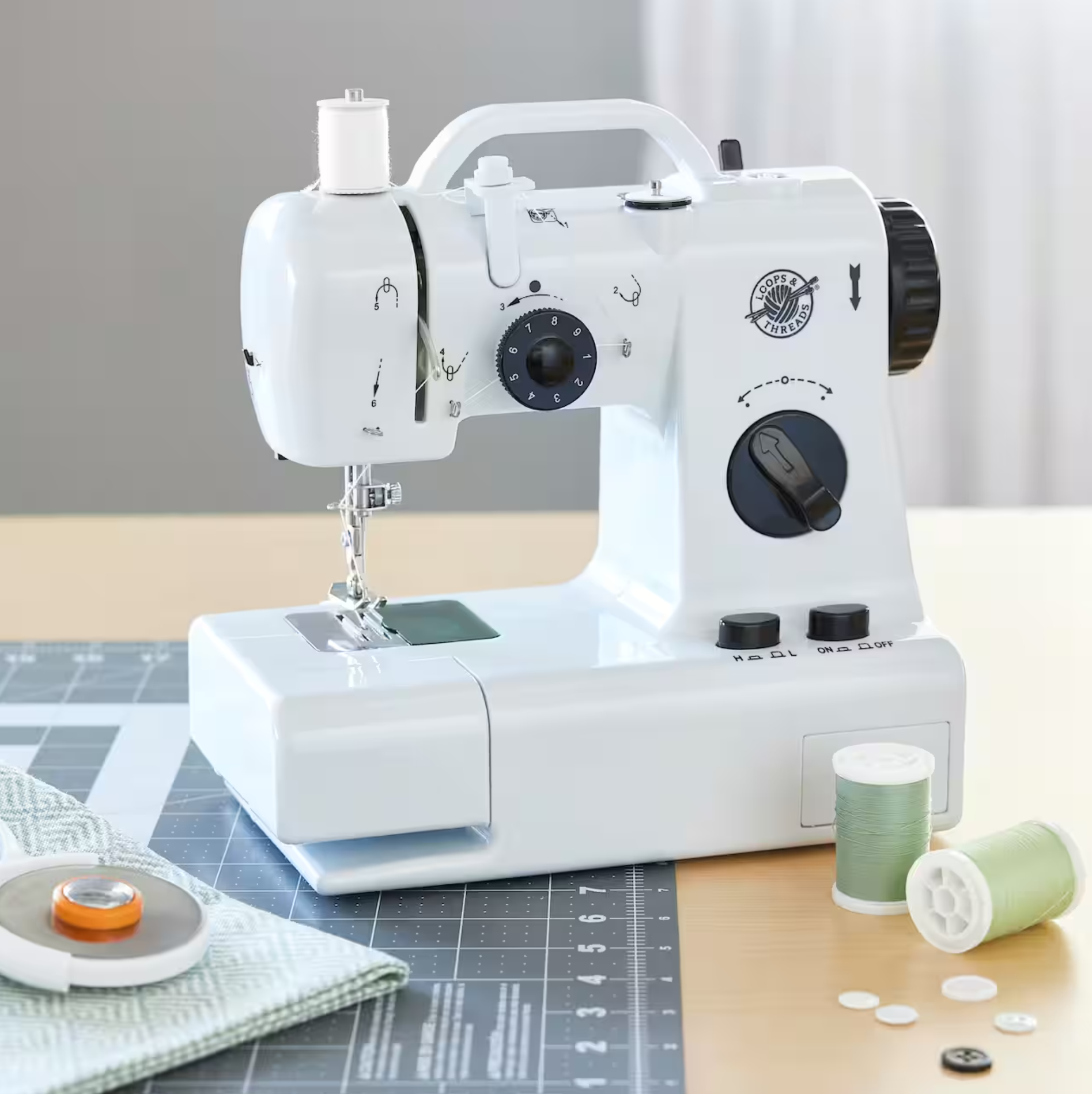 Loops & Threads 10 Piece Sewing Machine in White