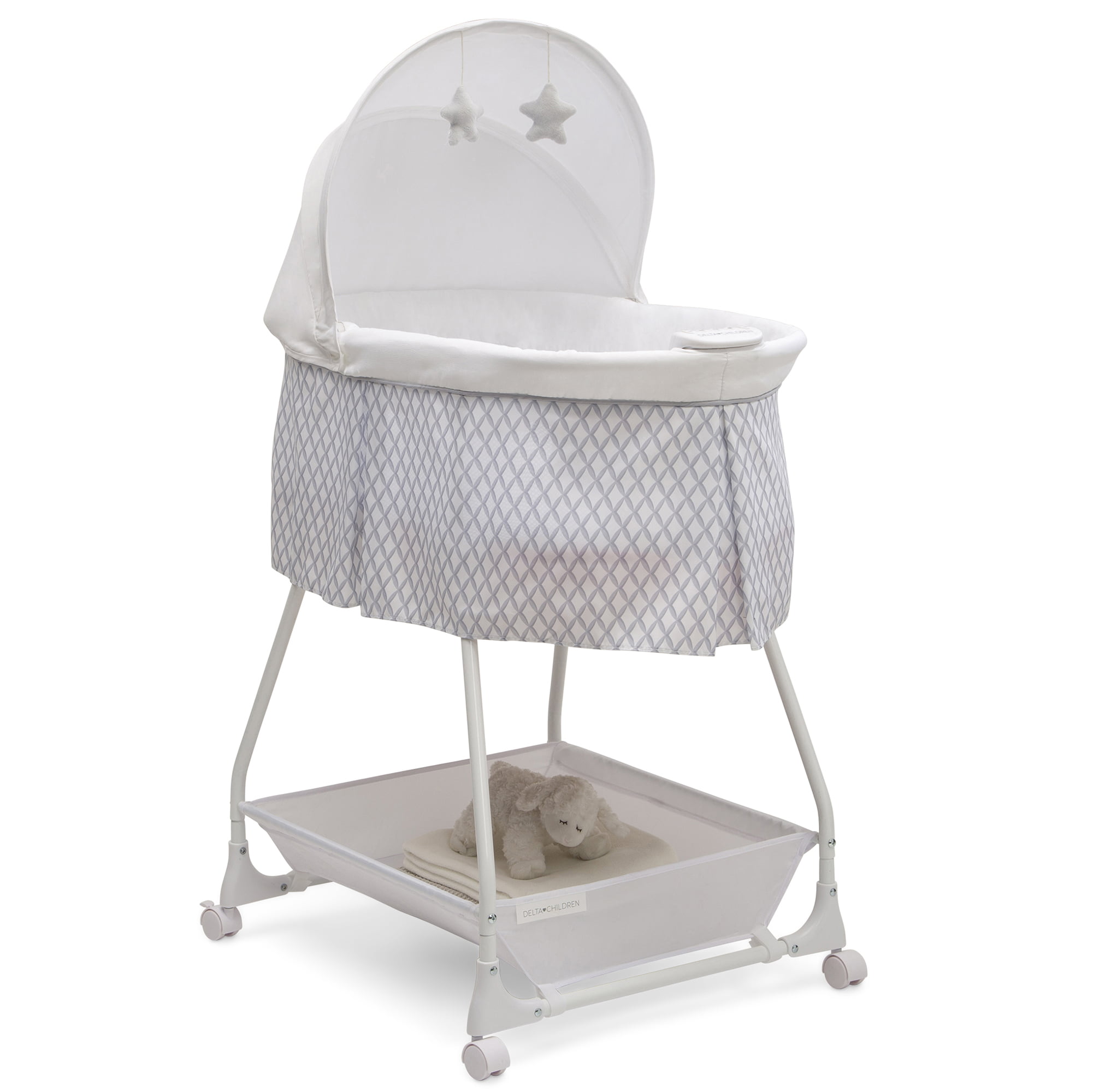 Delta Children Deluxe Soothing Dreams Bassinet. Grey Windchime