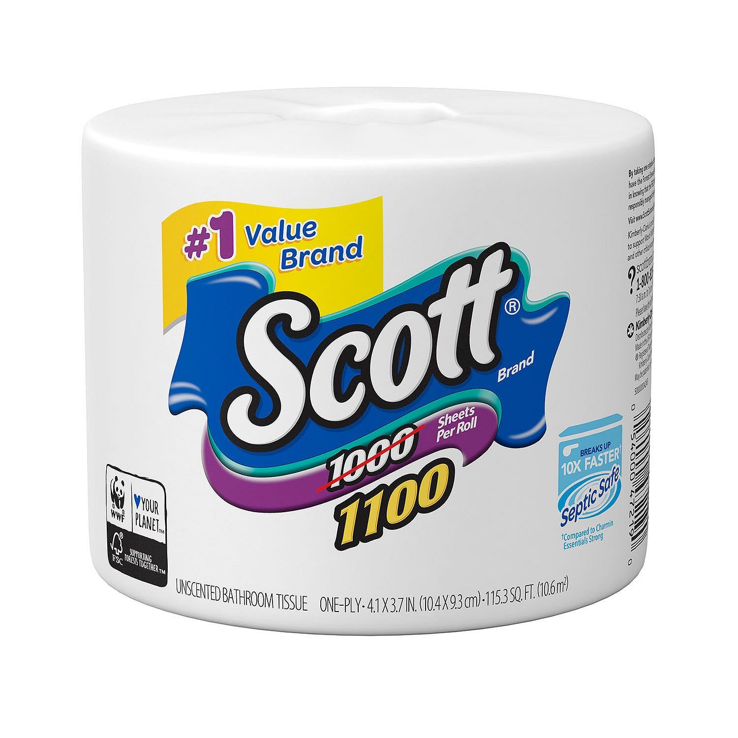 Scott Bath Tissue. 36 Bonus. 1 Pack. 100 Sheets Per Roll