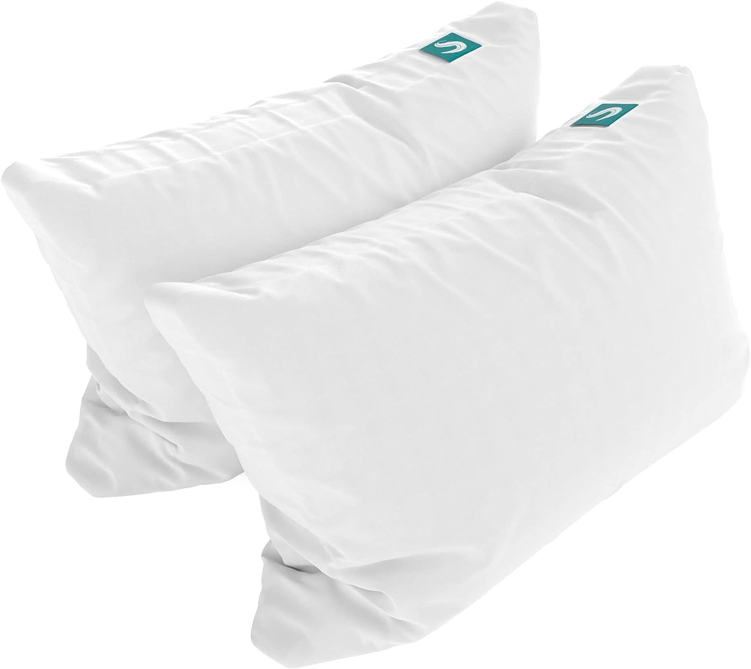Sleepgram Bed Support Adjustable Hypoallergenic Cool Sleeping Loft Soft Pillow with Removeable Microfiber Cover. Queen Size. White (2 Pack)