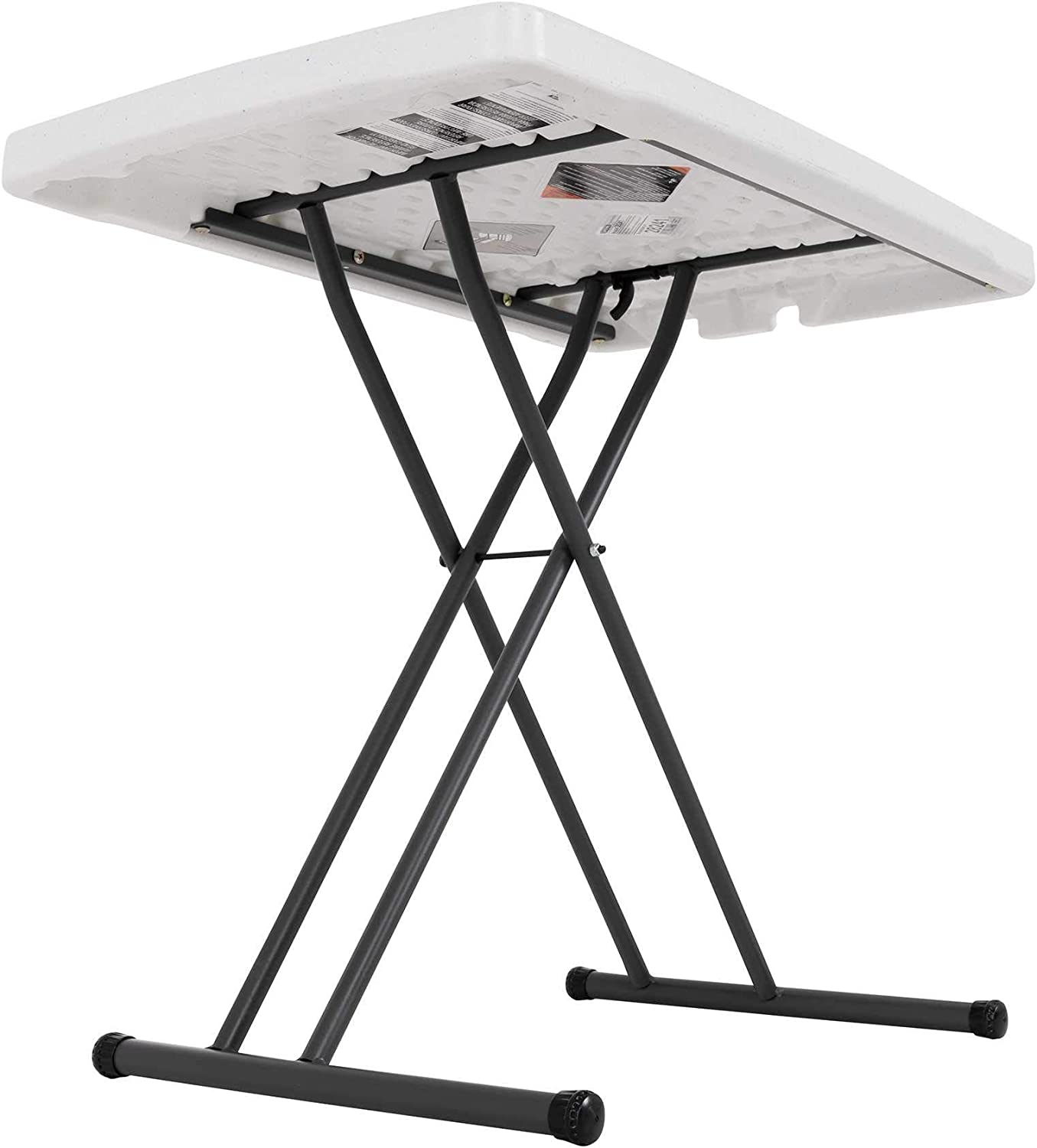 Lifetime 28241 Adjustable Folding Laptop Table TV Tray. 30 inch. White Granite