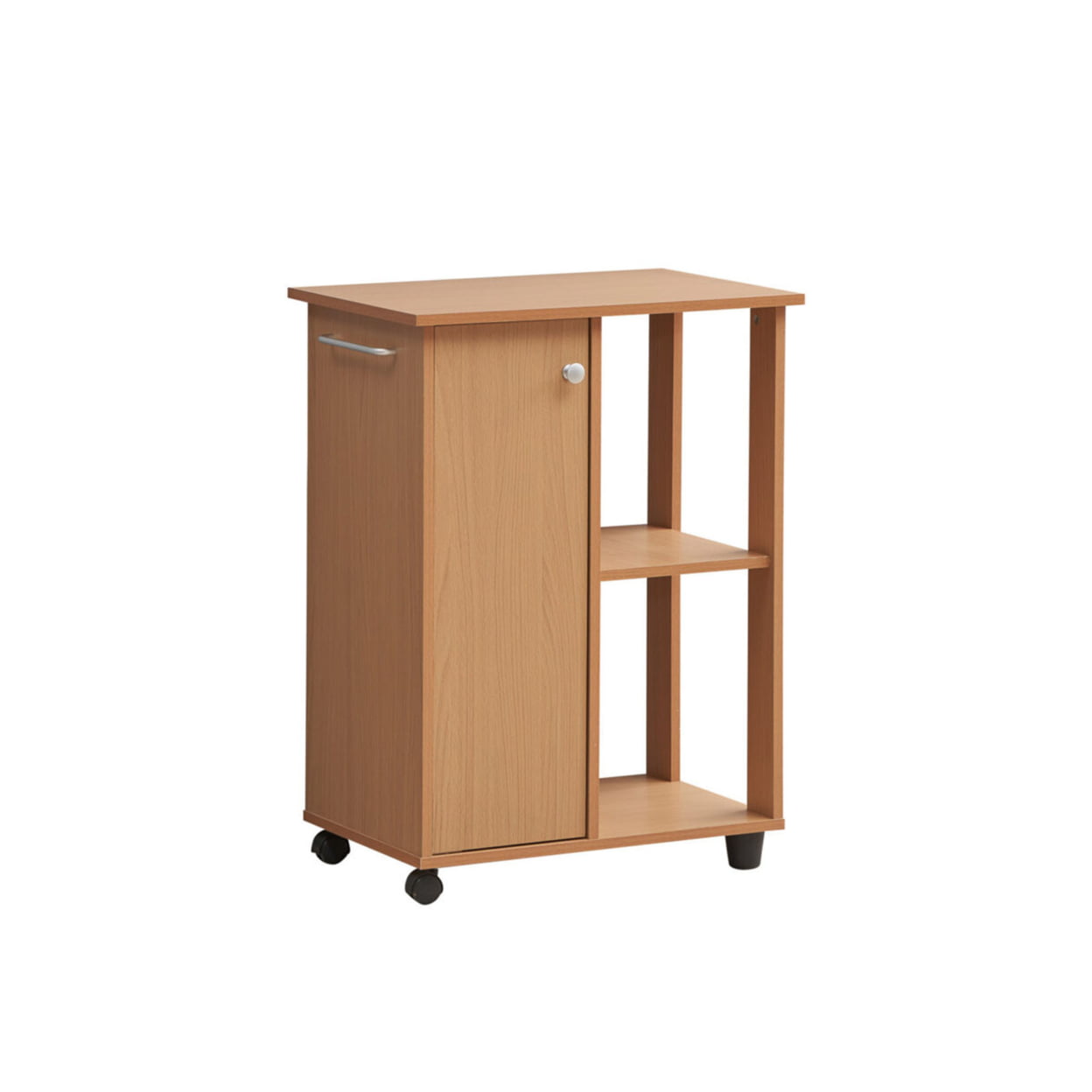 Hodedah 23.6″ Wide Open Shelves and Cabinet Space Kitchen Cart. Beech