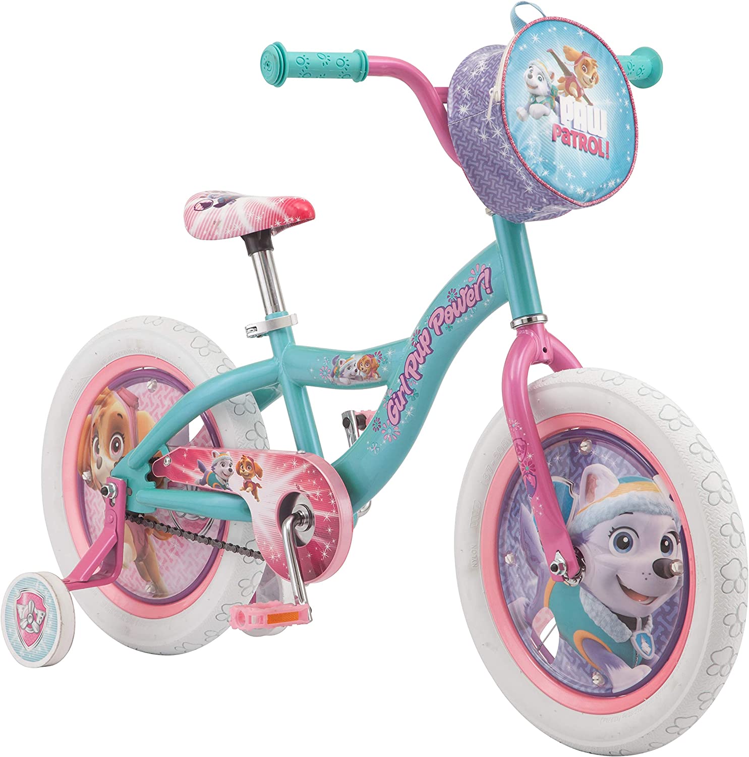 Nickelodeon Paw Patrol Kids Bike. 12 or 16-Inch Wheels. Toddlers to Kids ages 2 Years and Up. Training Wheels Included. Steel Frame. Perfect for Beginners. Teal