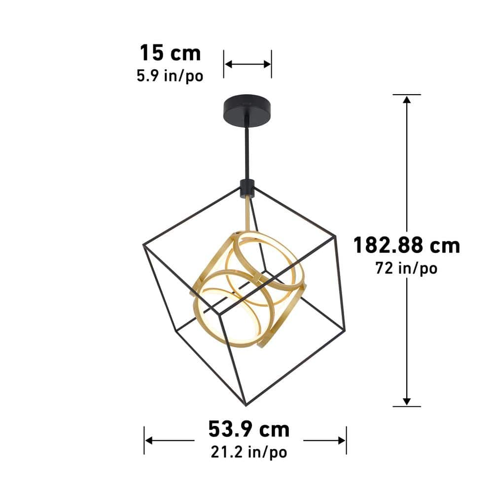 Artika PDT-LU-HD2 Luxury 29-Watt Integrated LED Black Modern Industrial Island Light Hanging Pendant Light Chandelier for Living Room