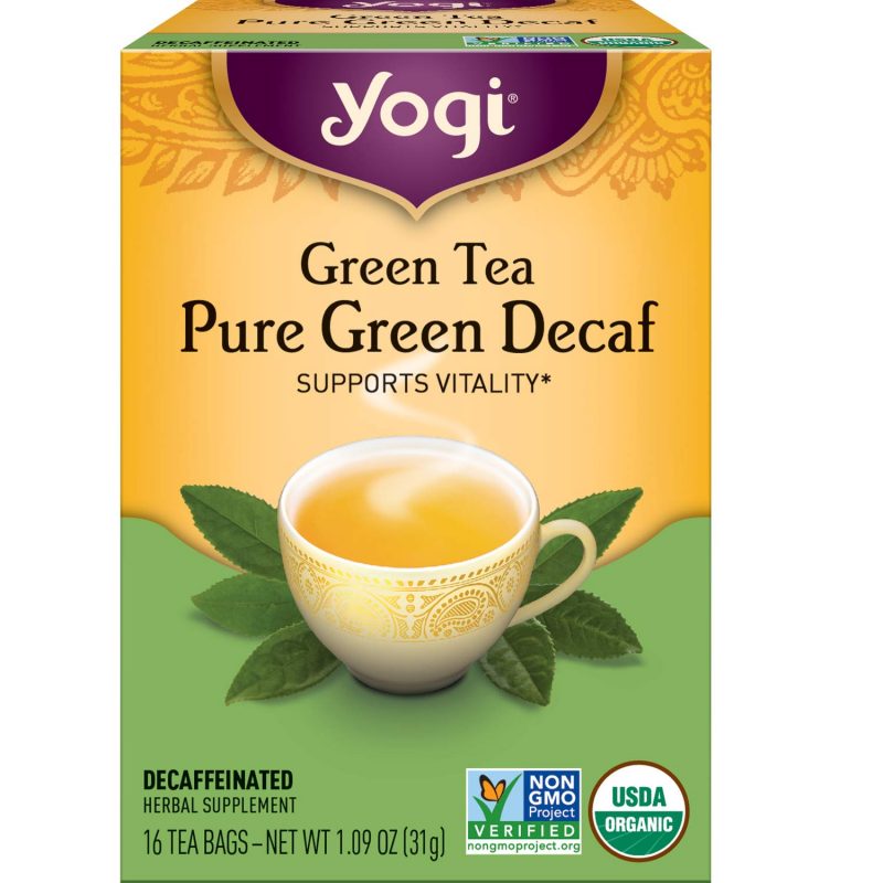 Yogi Tea Green Tea Pure Green Decaf. 6 Pack. Supports Vitality. 96 Tea Bags