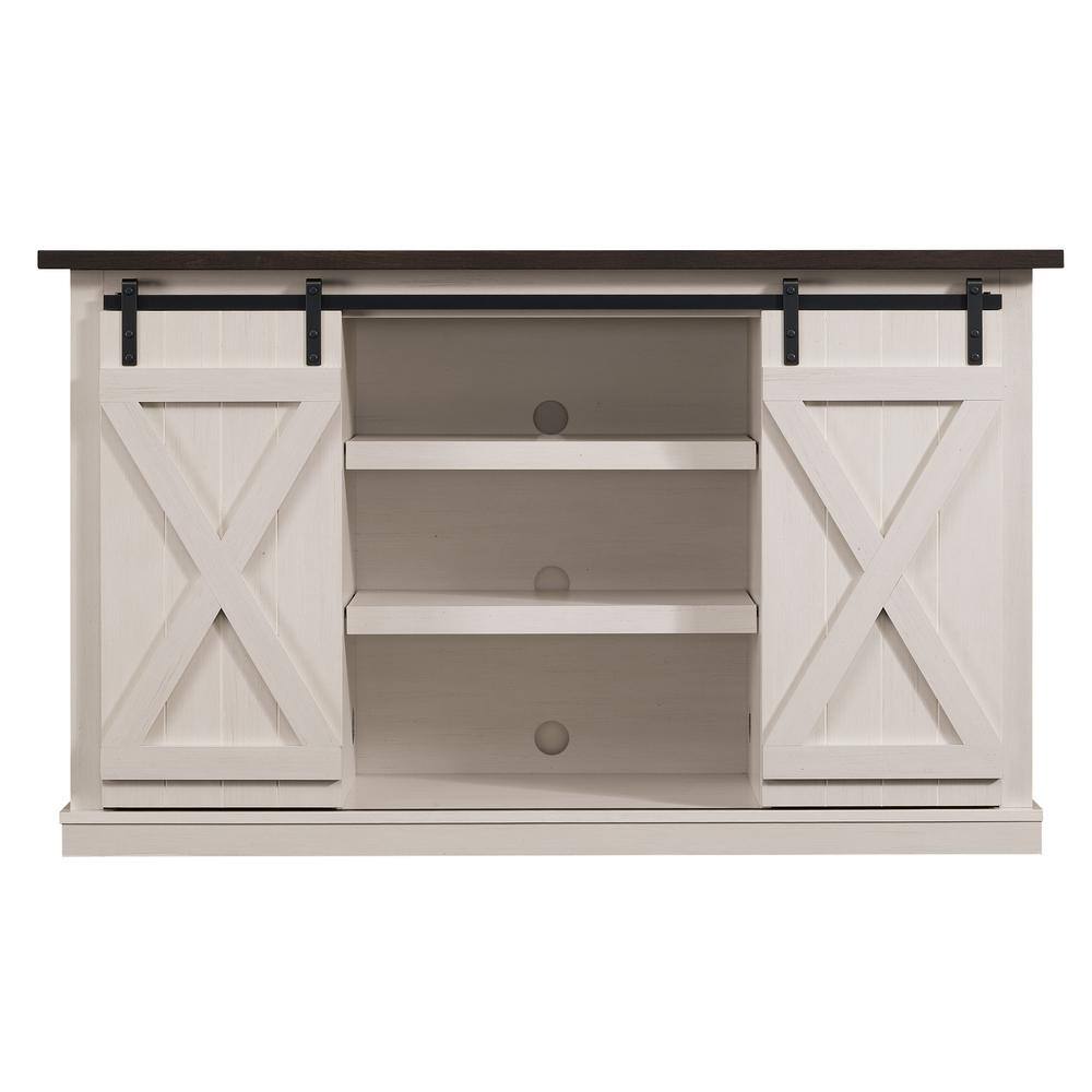 Bell-O  Cottonwood 54 in. Sargent Oak and Cream Wood TV Stand Fits TVs Up to 60 in. with Storage Doors