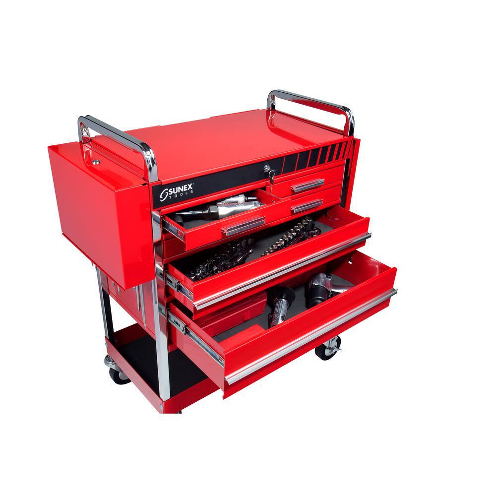 SUNEX TOOLS 8045 20 in. 5-Drawer Heavy-Duty Utility Cart in Red