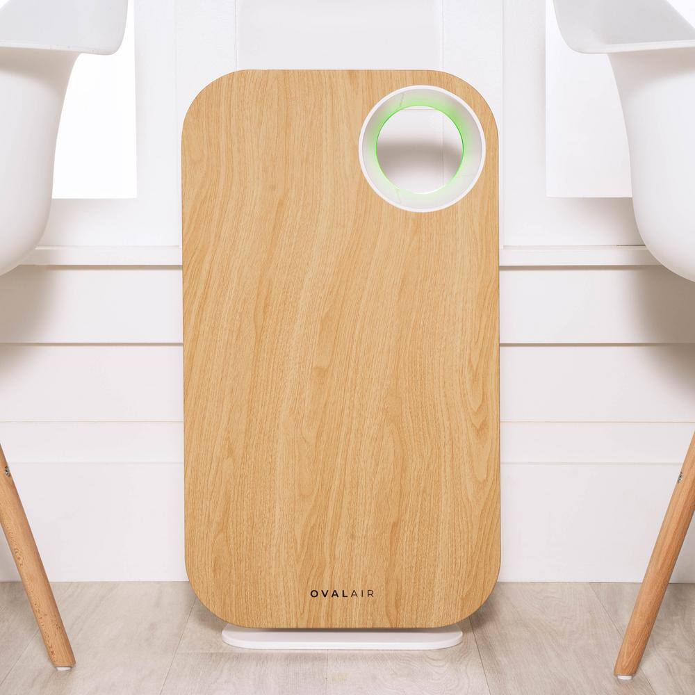 OVAL AIR AIR1000C 3-Stage 5-in-1 Air Purifier for Rooms Upto 600 sq. ft. Reduces Allergies. Asthma. Pets. Odor. Smoke. Light Wood