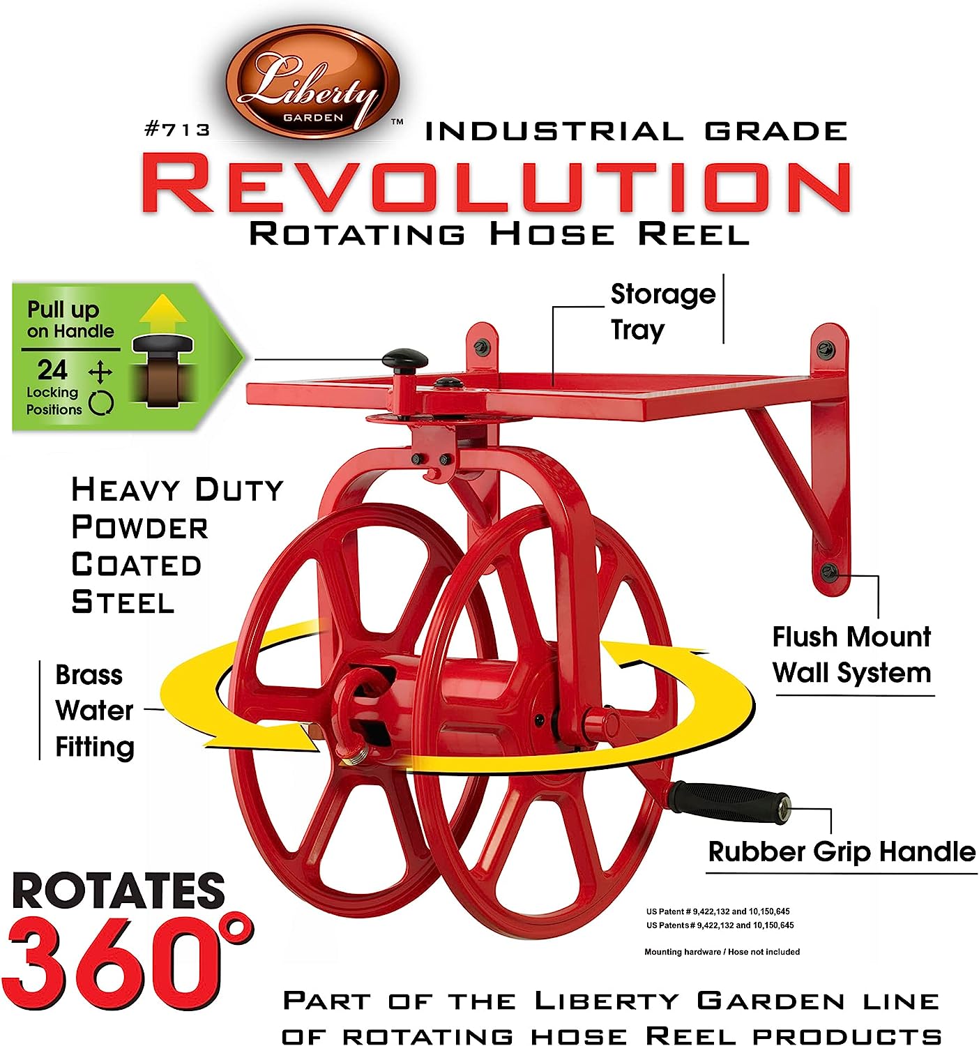 Liberty GARDEN 713 Revolution Multi-Directional Garden Hose Reel. Red