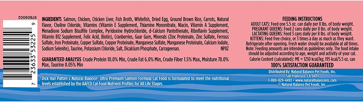 Natural Balance Ultra Premium Salmon Formula Canned Cat Food 5.5-oz case of 24