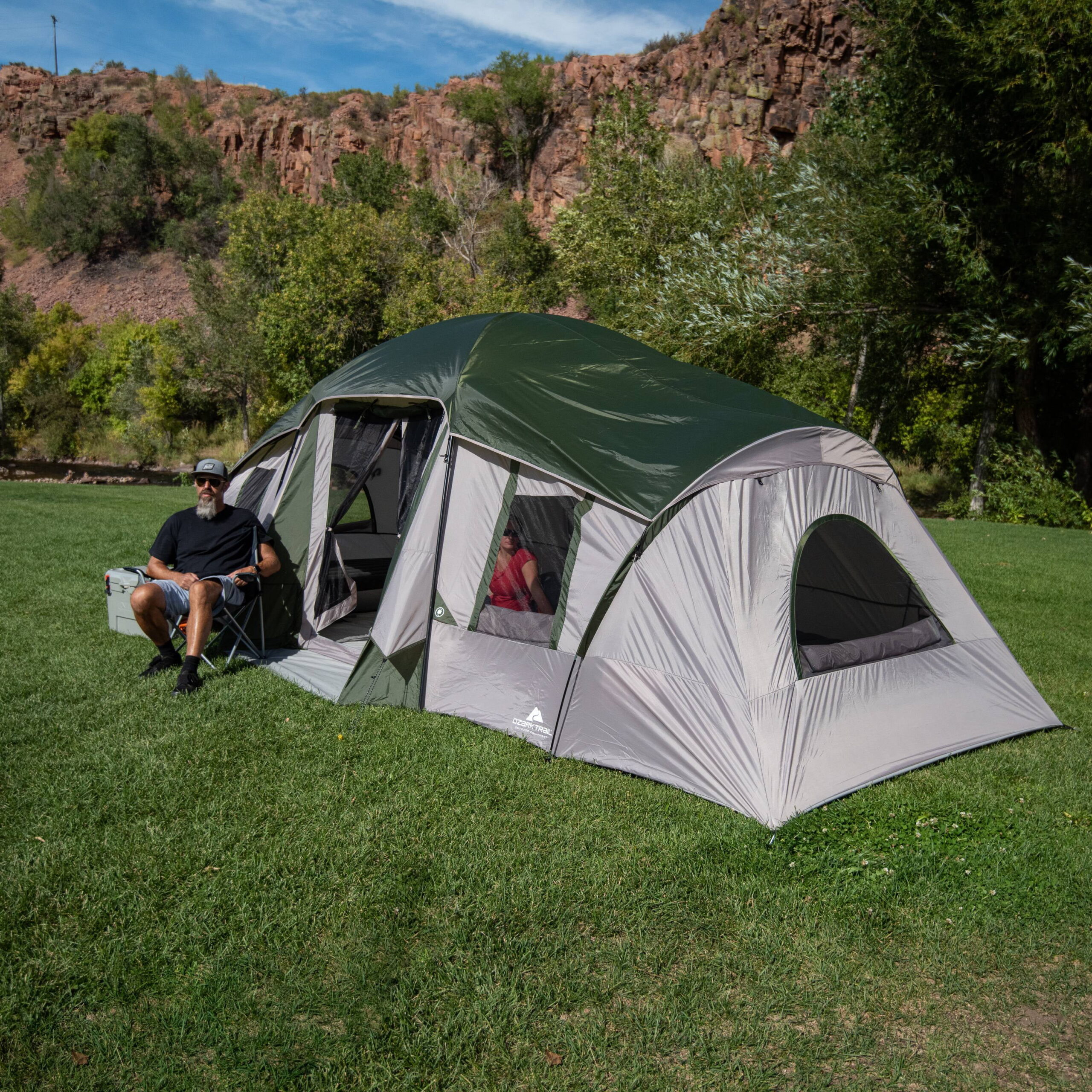 Ozark Trail 10-Person 3-Room Vacation Tent. with Shade Awning