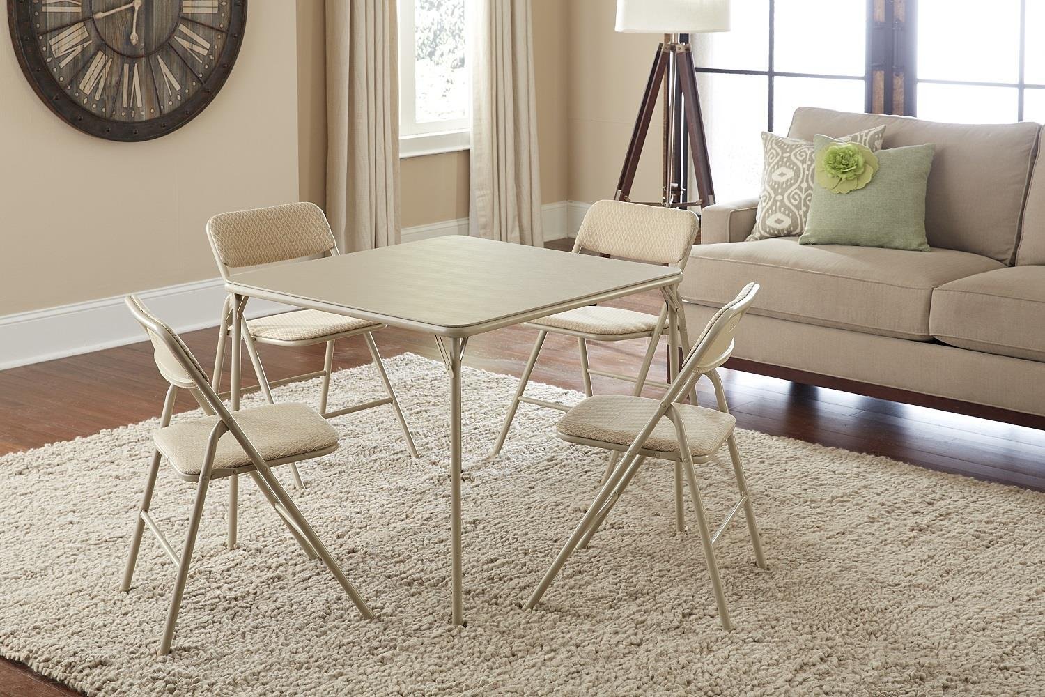 COSCO 5-Piece Folding Table and Chair Set. Tan. Size 1