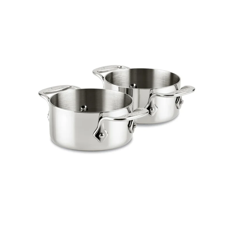 All-Clad 59914 Stainless Steel Dishwasher Safe 0.5-Quart Soup / Souffle Ramekins Cookware Set. 2-Piece. Silver
