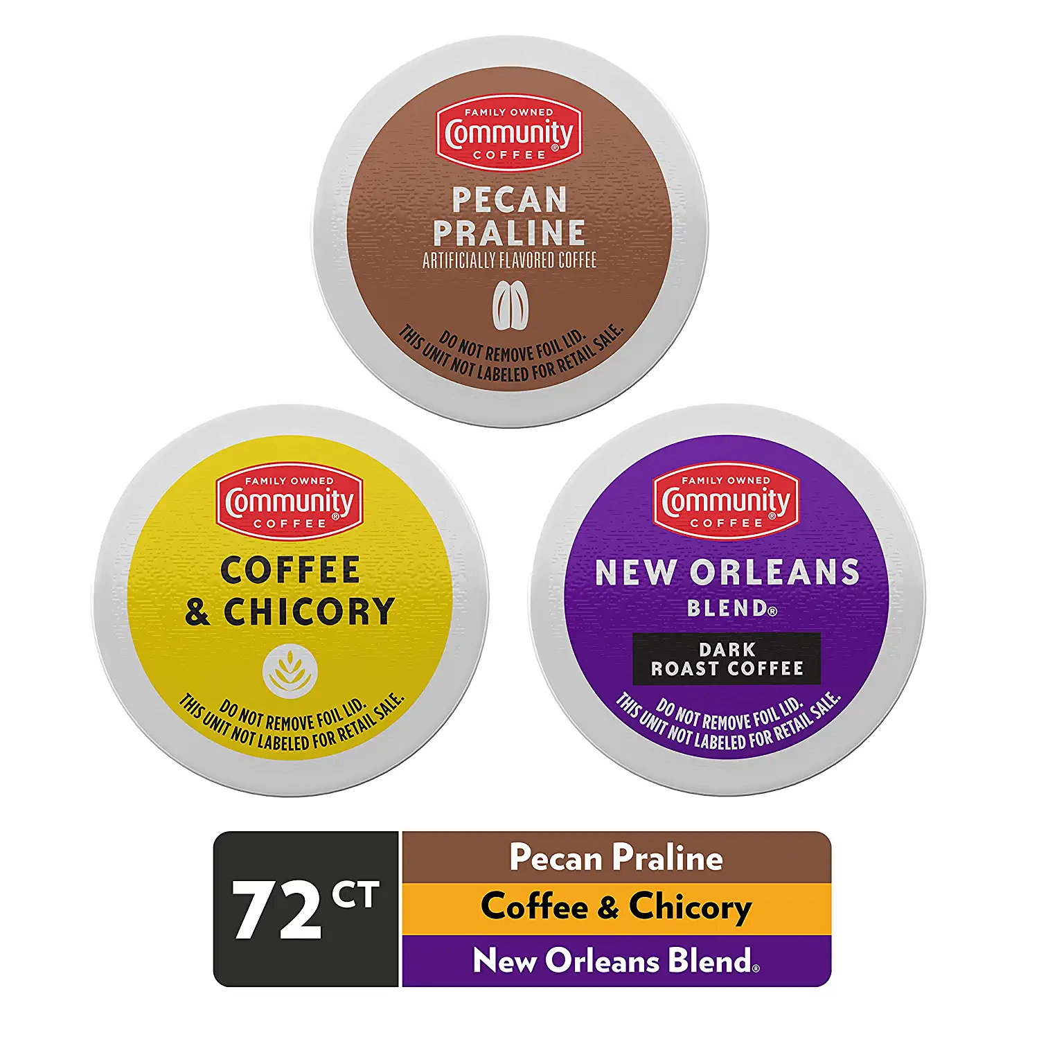 Community Coffee Flavors of New Orleans Variety Pack 72 Count Coffee Pods Medium to Dark Roast. Compatible with Keurig 2.0 K-Cup Brewers. 24 Count (Pack of 3)