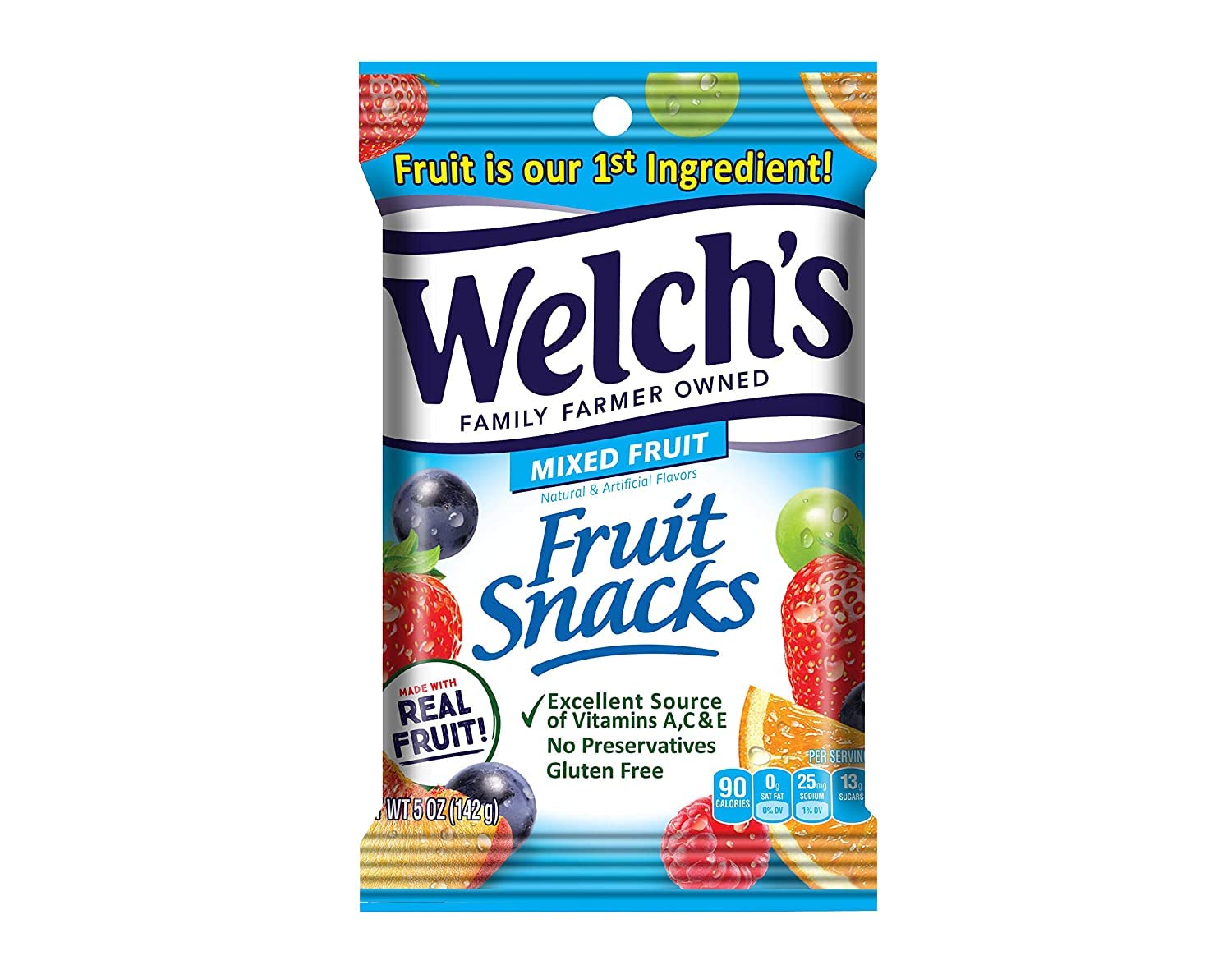 Welch-s Fruit Snacks. Mixed Fruit. Gluten Free. 5 oz Bags (Pack of 12)