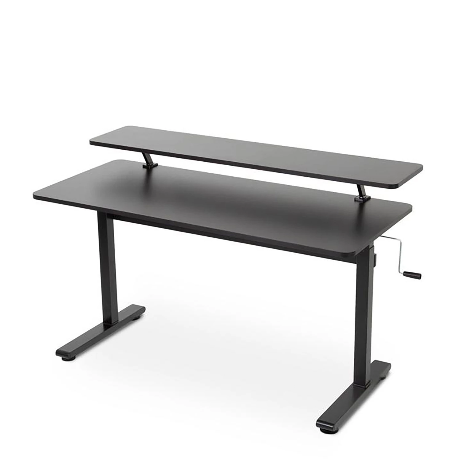 Luxor 55″ Standing Desk with Shelf + Hand Crank.  Black