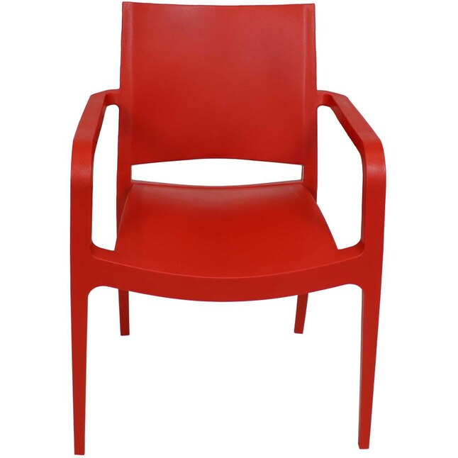 Sunnydaze Decor TLA-155-2PK 2 Stackable Red Plastic Frame Stationary Dining Chair(s) with Solid Seat