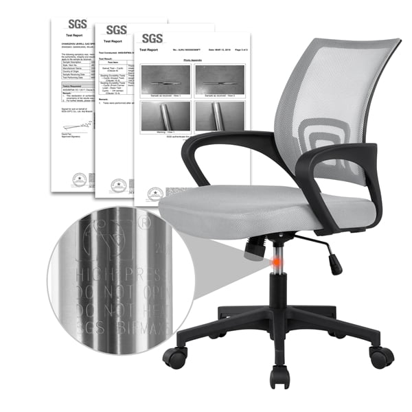 Smile Mart Steel Manager-s Chair with Adjustable Height & Swivel. 220 lb. Capacity. Gray