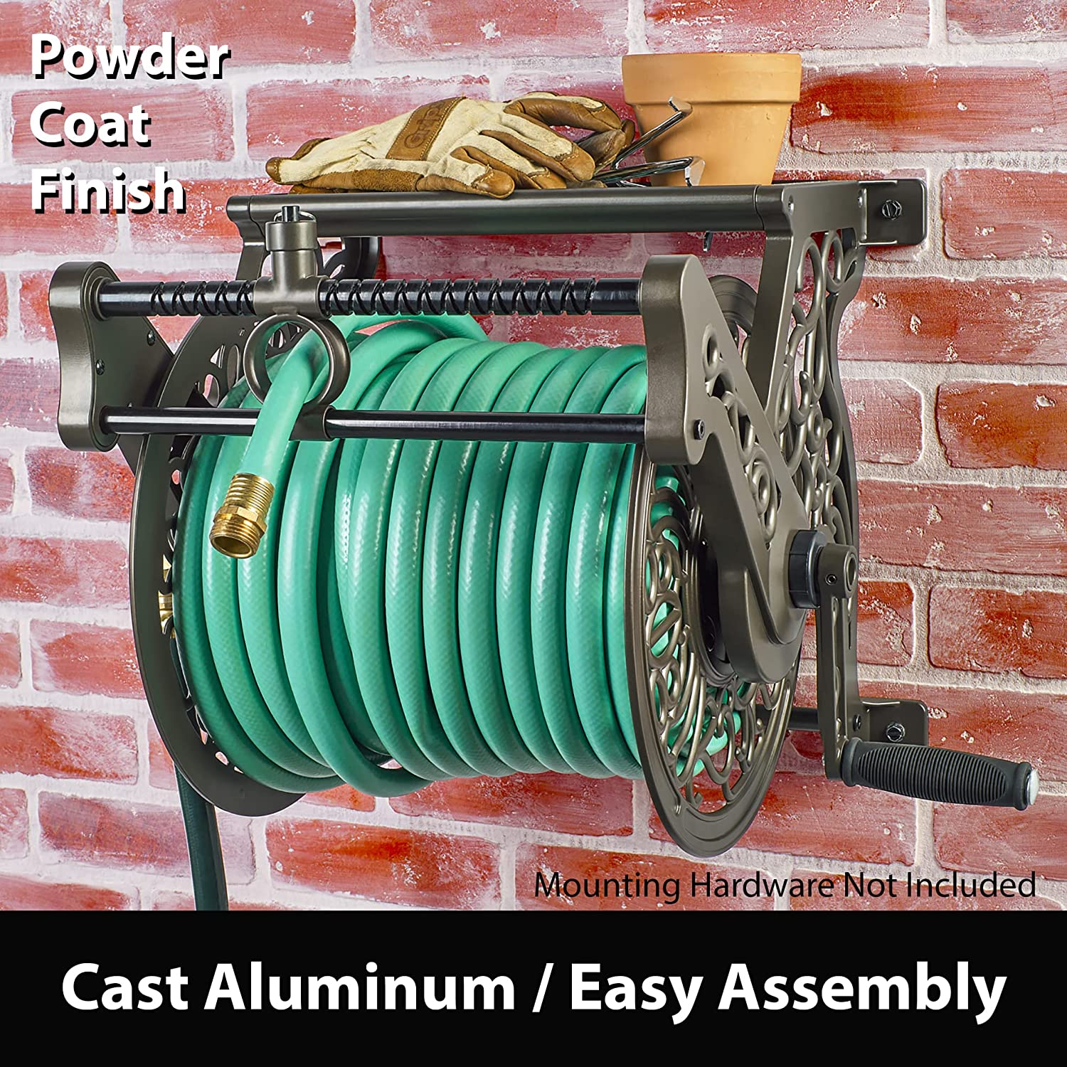 Liberty Garden 707 Decorative Wall Mount Garden Guide Hose Reel. Bronze