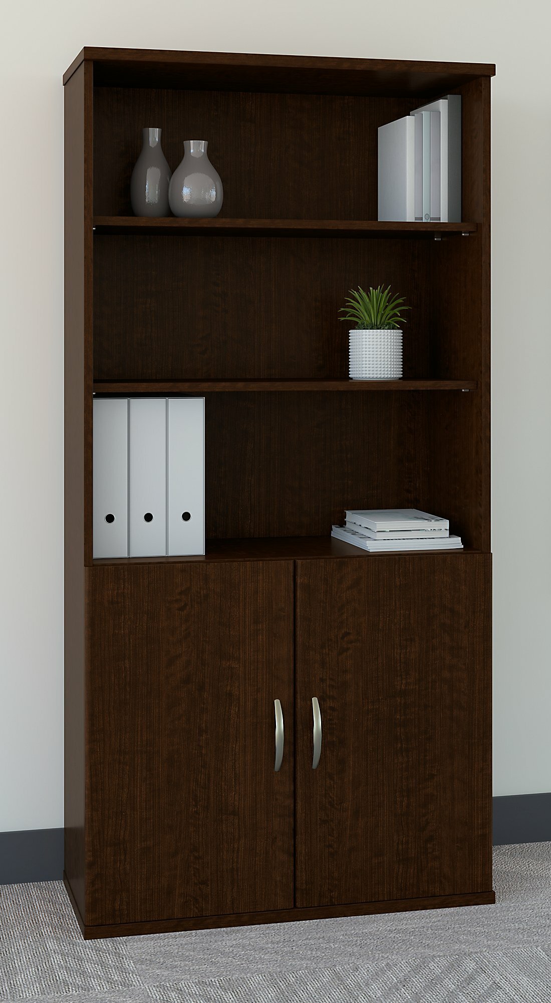 Bush Business Furniture Series C 72.8″ H x 35.70″ W Standard Bookcase - Mocha Cherry