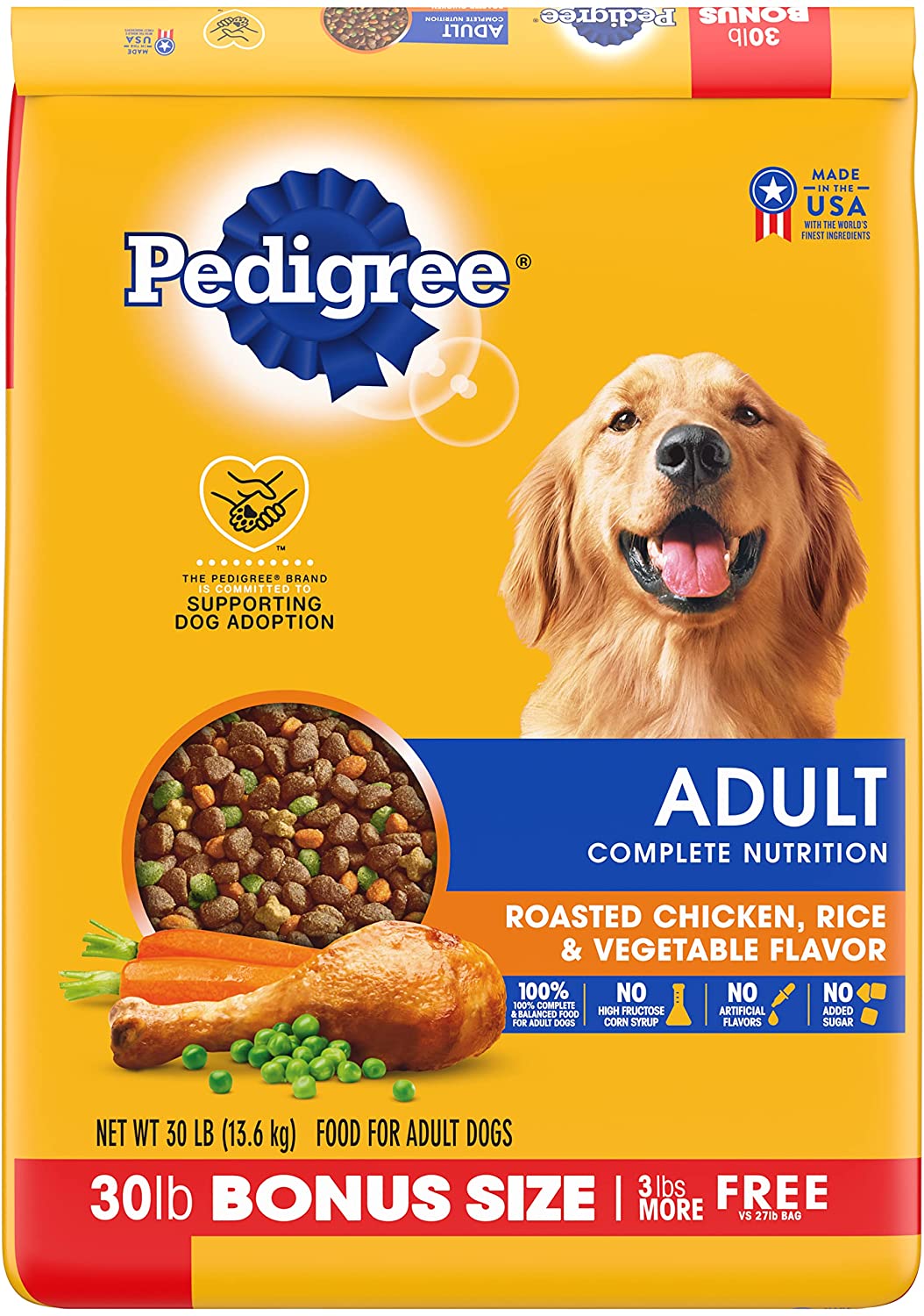 Pedigree Adult Dry Dog Food. Chicken Flavor. Chicken. 33 lb.