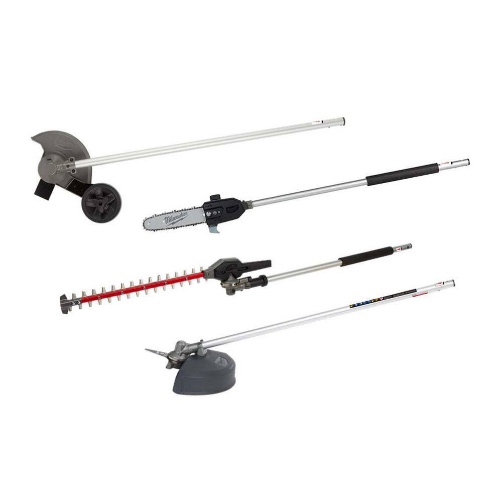 Milwaukee 49-16-2719-49-16-2720-49-16-2738-49-16-2 M18 FUEL QUIK-LOK Hedge Trimmer Attachment w/M18 FUEL 10 in. Pole Saw. Edger. Brush Cutter Attachments (4-Tool)