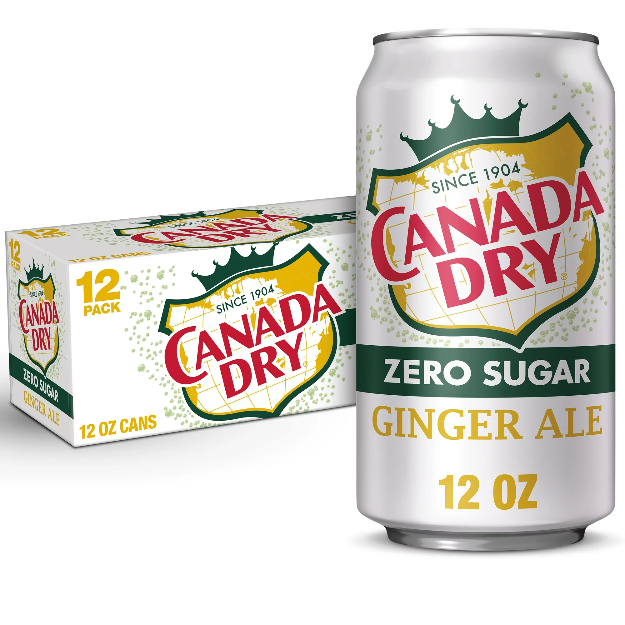 Canada Dry Zero Sugar Ginger Ale Soda. 12 fl oz cans. 12 pack