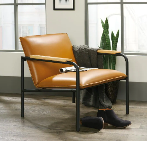 SAUDER Boulevard Cafe Camel Leather-Like Metal Chair