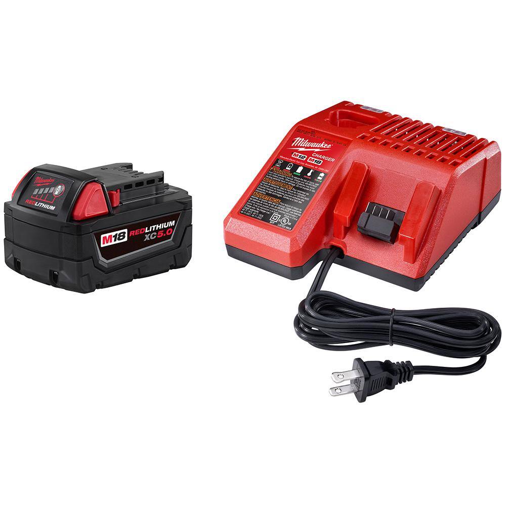 Milwaukee 2625-20-48-59-1850 M18 18V Lithium-Ion Cordless HACKZALL Reciprocating Saw W/ M18 Starter Kit W/ (1) 5.0Ah Battery and Charger