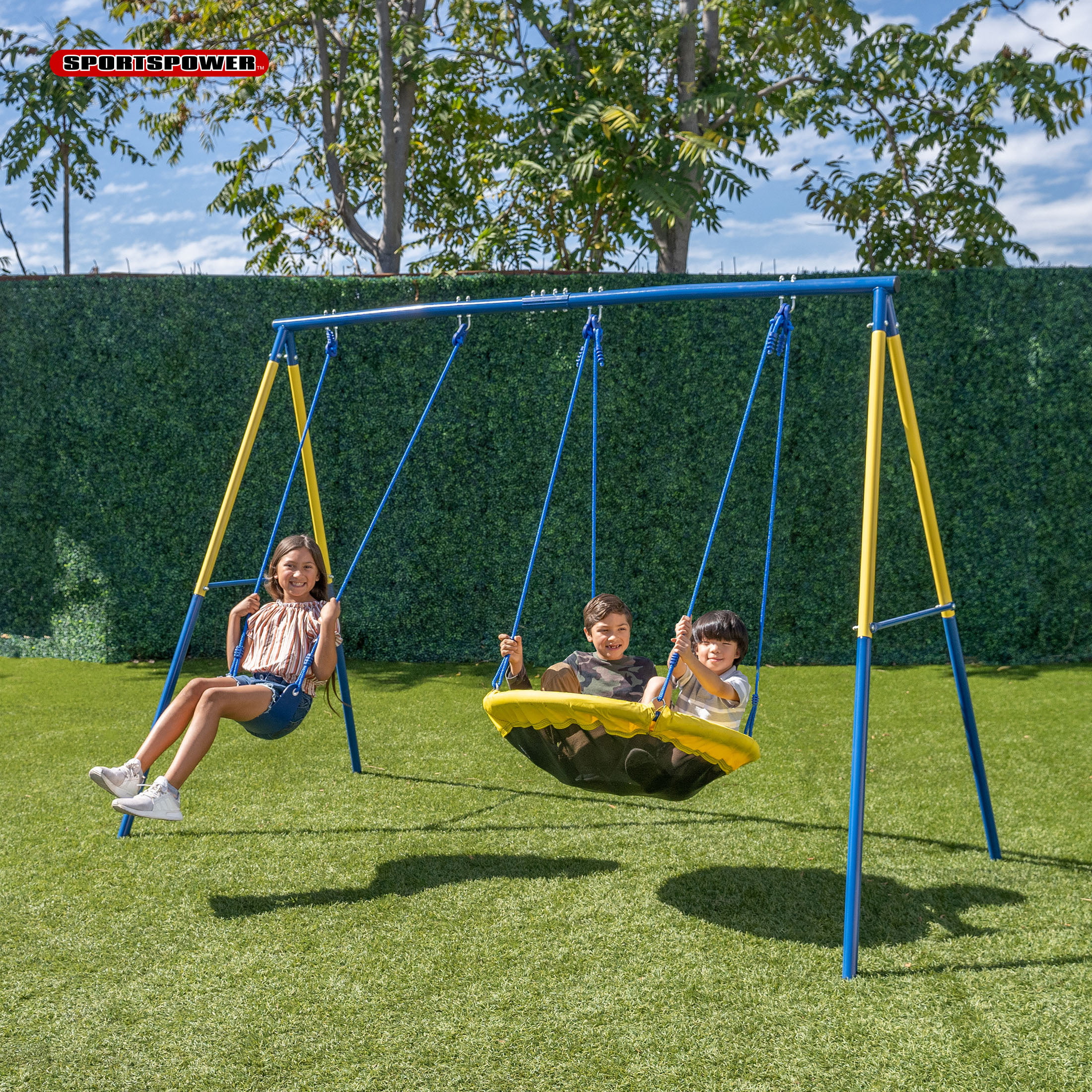 Sportspower Swing and Saucer Swing Metal Set with Heavy Duty Aframe. holds up to 550 lbs