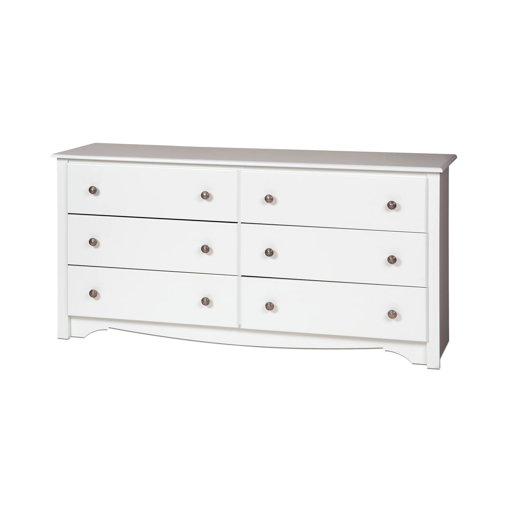 Prepac Monterey 6 Drawer Wooden Double Dresser. 16″ x 59″ x 29″. White
