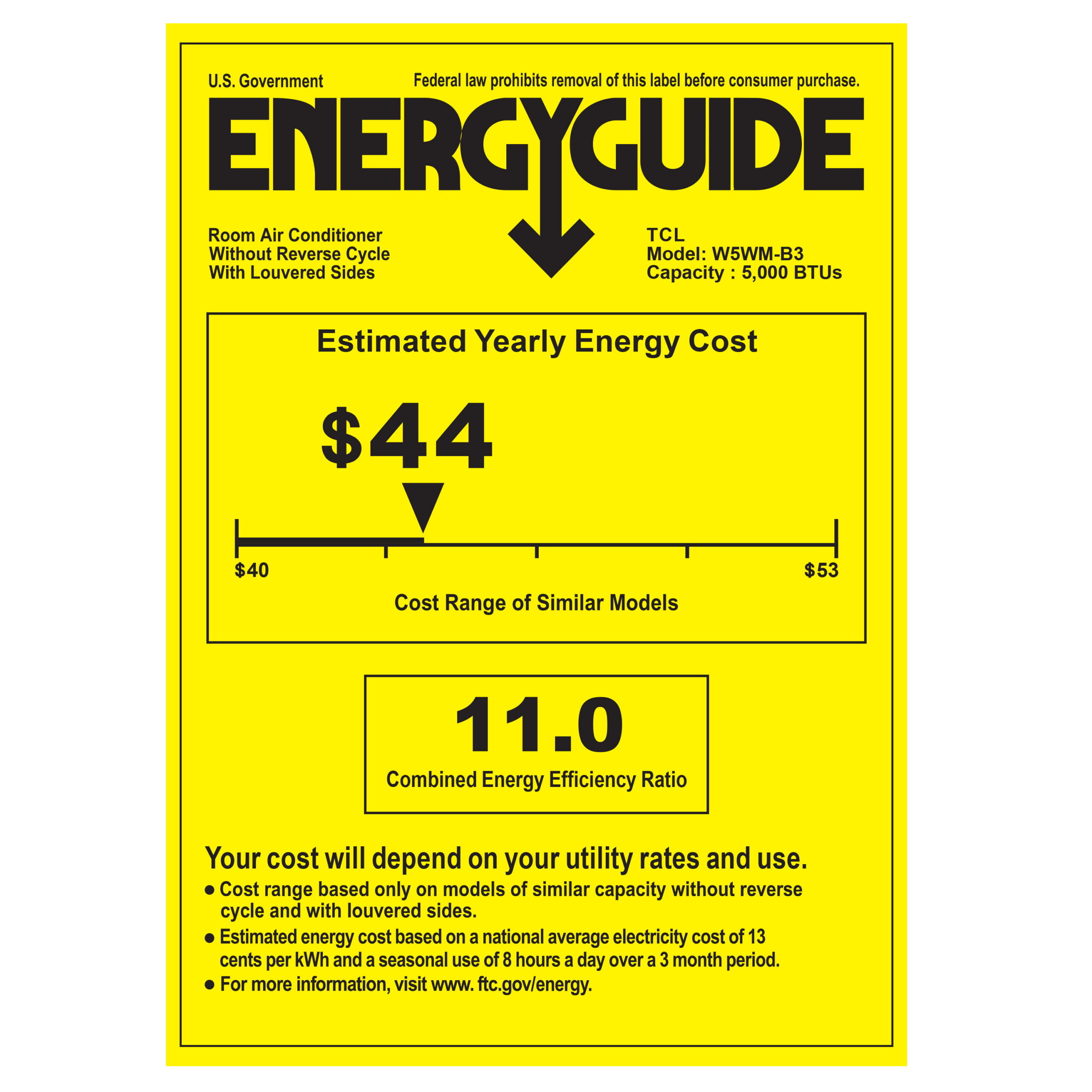 TCL 5.000 BTU Mechanical Window Air Conditioner. Black. W5WM-B3