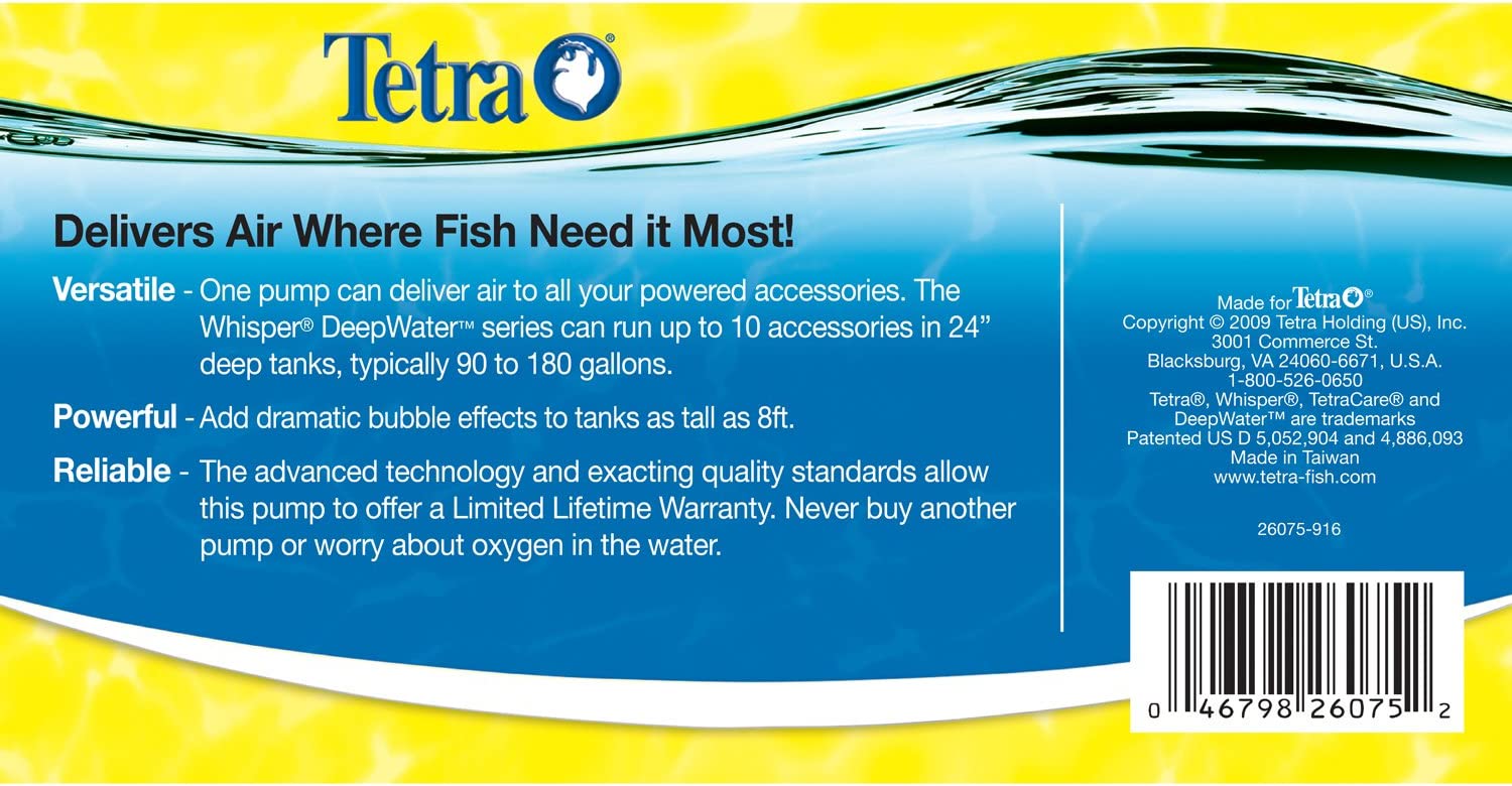 Tetra Whisper AP150 aquarium Air Pump. For Deep Water Applications