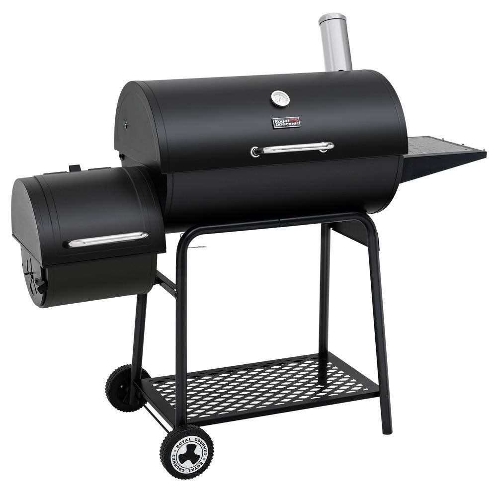 Royal Gourmet CC1830M Barrel Charcoal Grill 30 in Black. with Offset Smoker for Patio and Parties. Outdoor Backyard