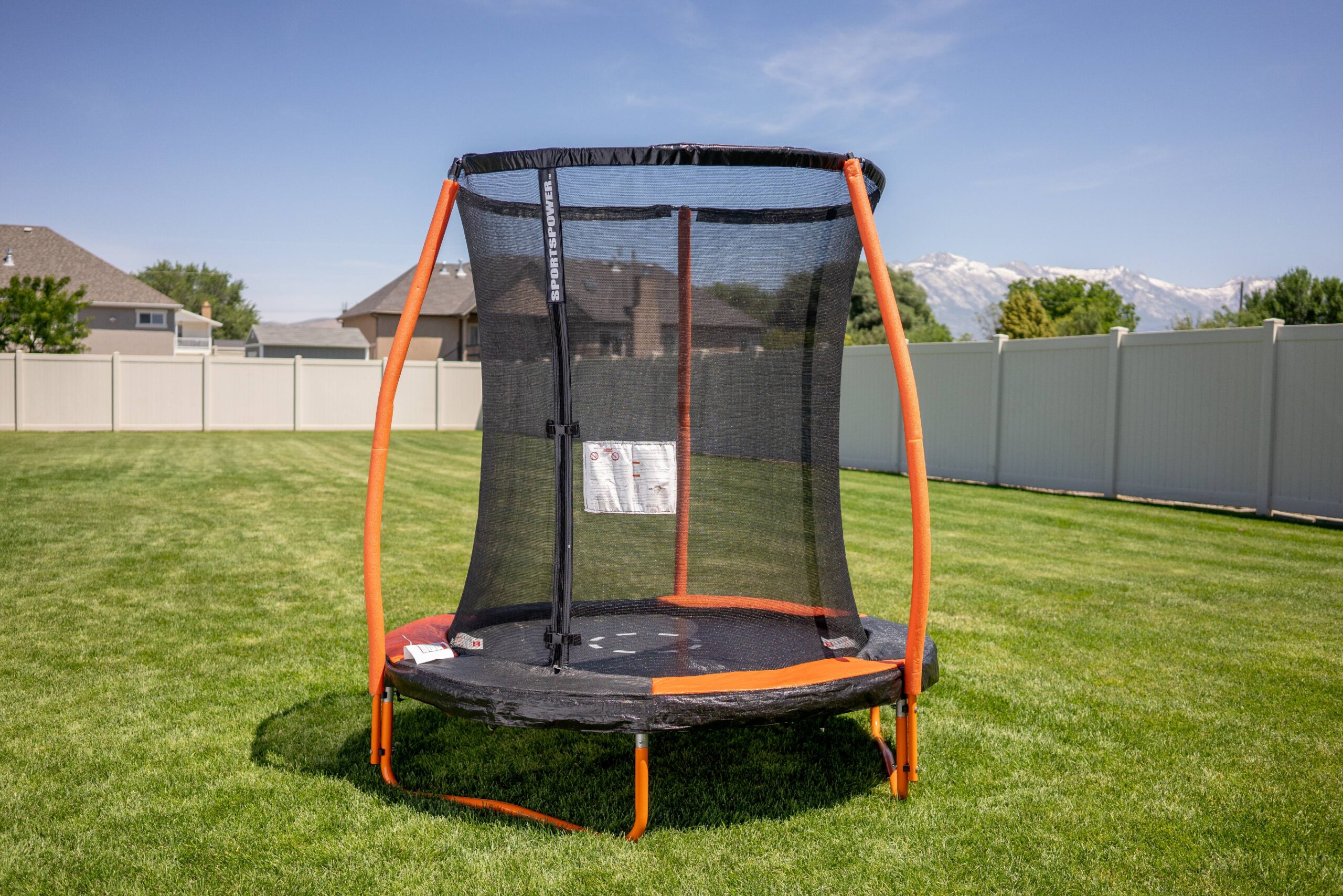 Bounce Pro 6-Foot Trampoline. with Enclosure and Mini Flash Light Zone. Orange