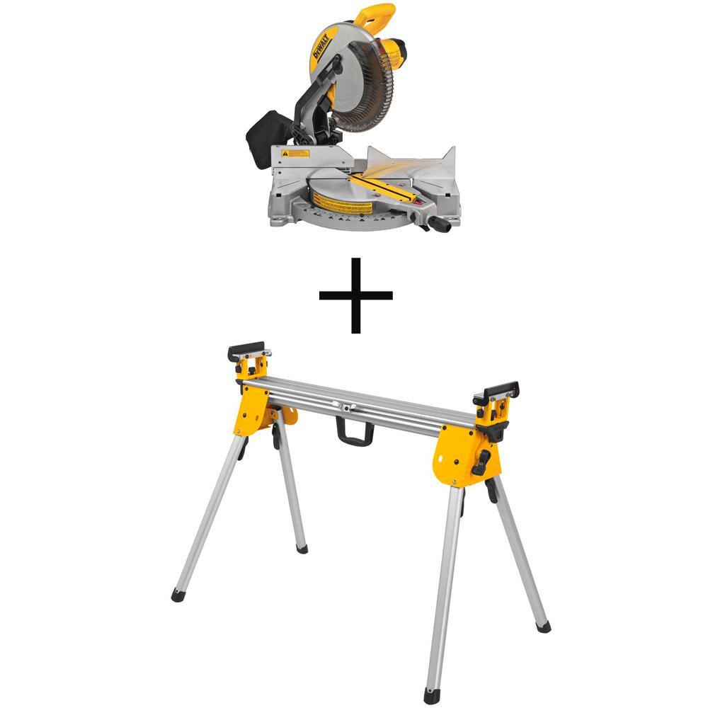 DEWALT DWS715WDWX724 15 Amp Corded 12 in. Single Bevel Compound Miter Saw with 500 lbs. Capacity Compact Miter Saw Stand