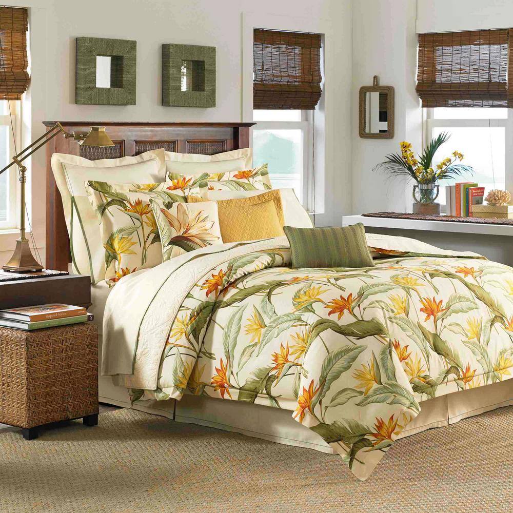 Tommy Bahama  Birds of Paradise 3-Piece White Botanical Cotton King Comforter Set