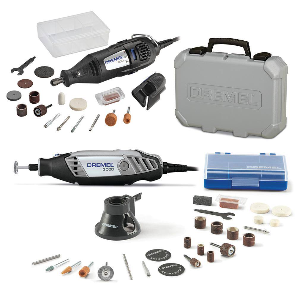 Dremel 3000125H+200115 3000 Series 1.2 Amp Variable Speed Corded Rotary Tool Kit + 200 Series 1.15 Amp Dual Speed Corded Rotary Tool Kit