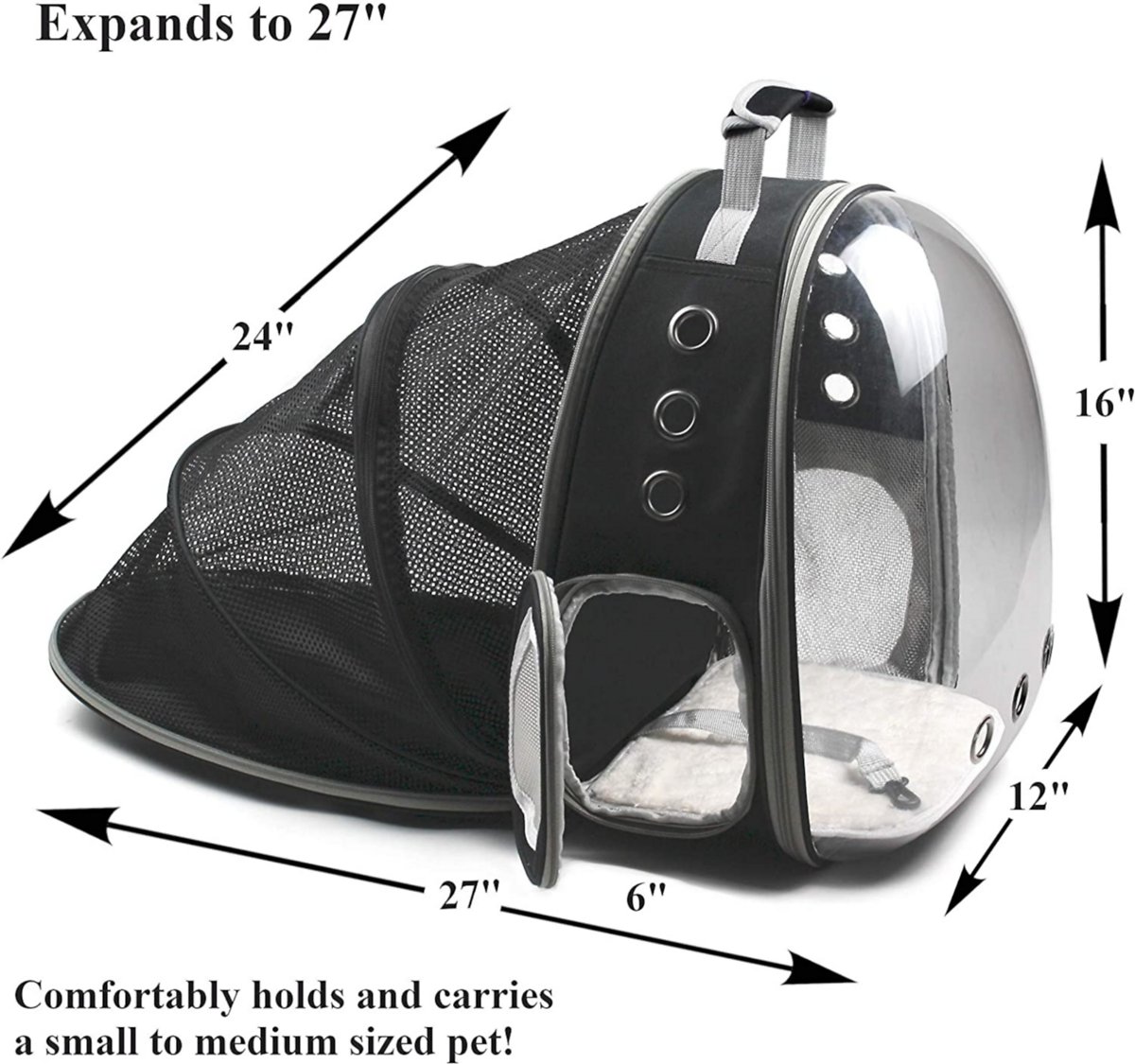 Pet Fit For Life Pet Bubble Backpack Carrier for Traveling with Cats Puppies and Small Animals Airline Approved - Includes Bonus Cat Feather Toy