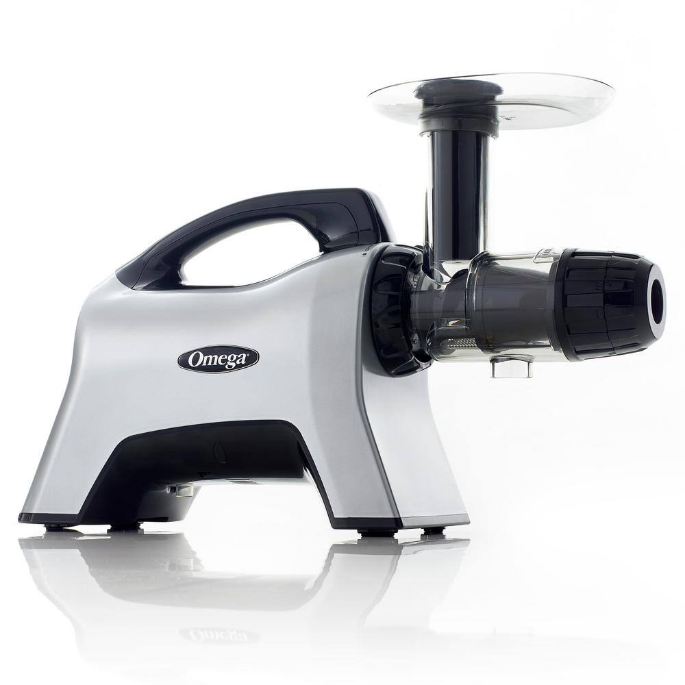 Omega  Horizontal Slow Masticating Nutrition Center Silver Juicer