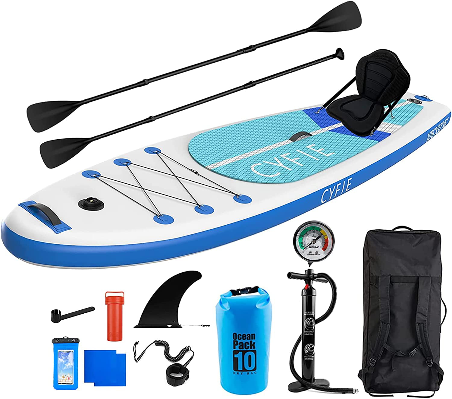 Cyfie Paddle Board for Adult. Inflatable Surfboard Fishing Standup Paddle Board 10.6 ft