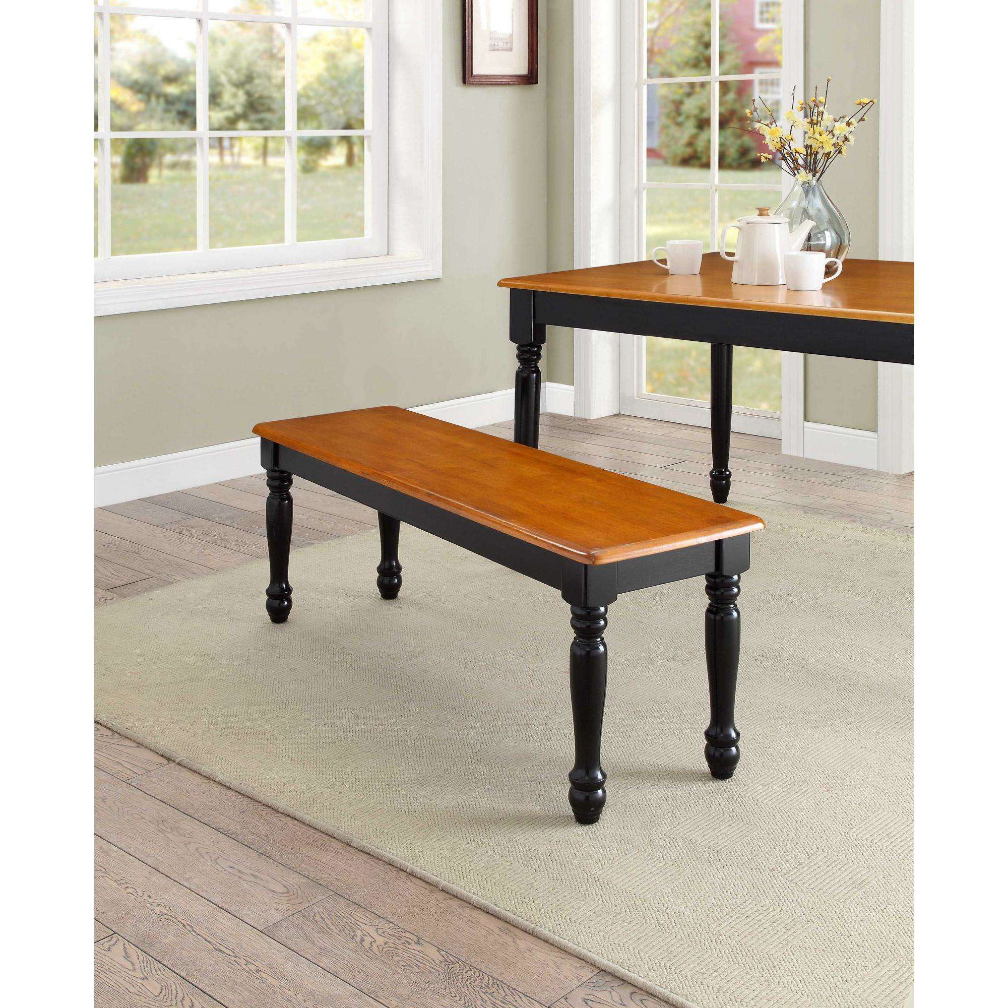 Better Homes & Gardens Autumn Lane Farmhouse Solid Wood Dining Bench. Black and Natural Finish