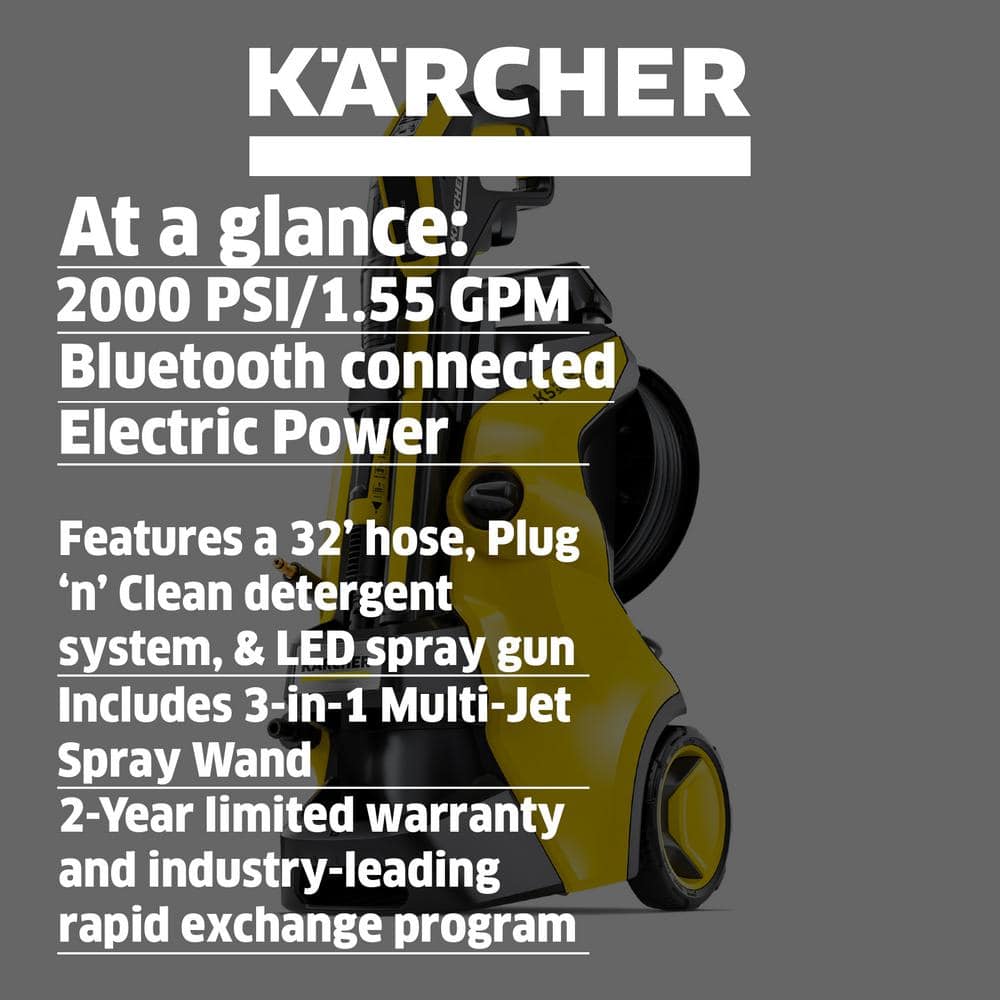 Karcher 1.324-683.0 2000 PSI 1.55 GPM K 5 Premium Smart Control Cold Water Electric Pressure Washer Plus Smart Control Gun