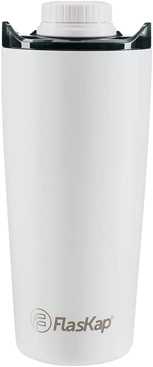 FlasKap VOLST 22 Insulated Tumbler with Standard Lid | Double-Wall Vacuum Insulated - Leak-Proof. Cup Holder Friendly. Fits MADIC 6 (22 oz. Bright White)