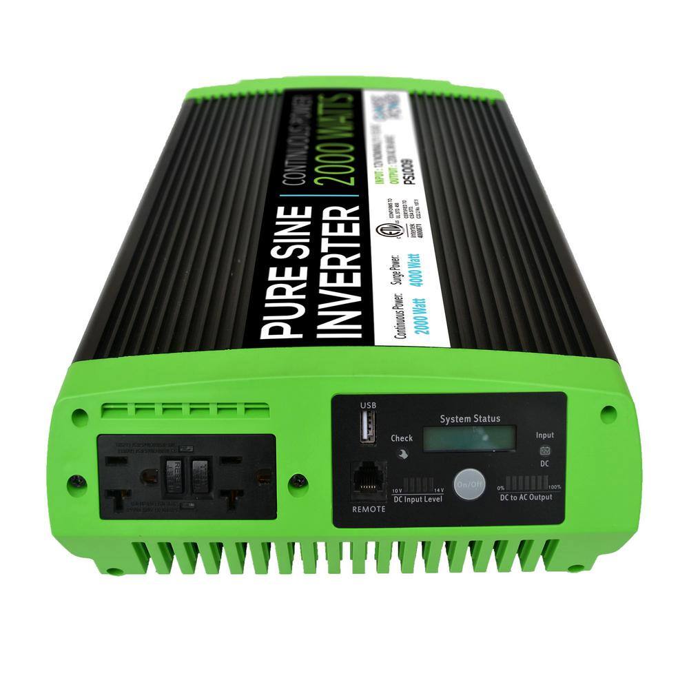 Bigbigmart PS1009 2000-Watt Continuous 4000-Watt Surge Peak Power Pure Sine Wave Inverter w/Digital LCD Display