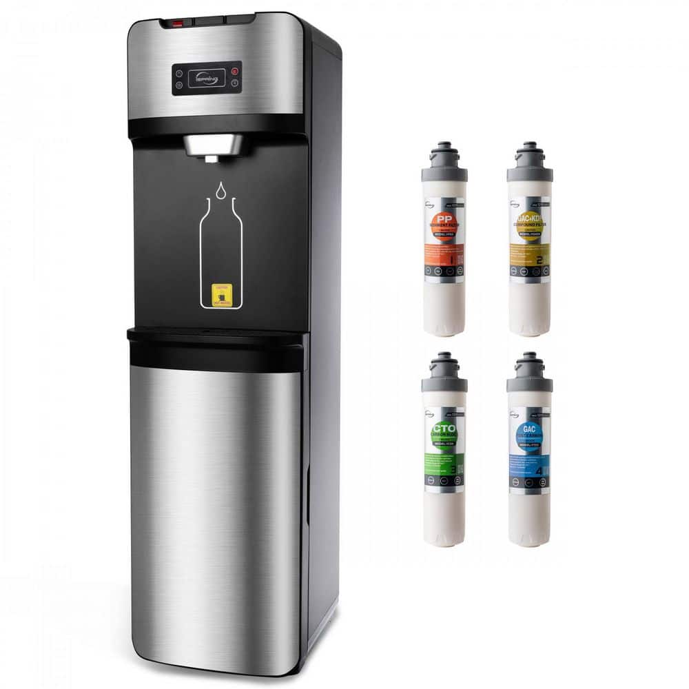 ISPRING DS4-S Bottleless Water Dispenser. Self Cleaning. Stainless Steel. Free-Standing Filtered Water Cooler Dispenser