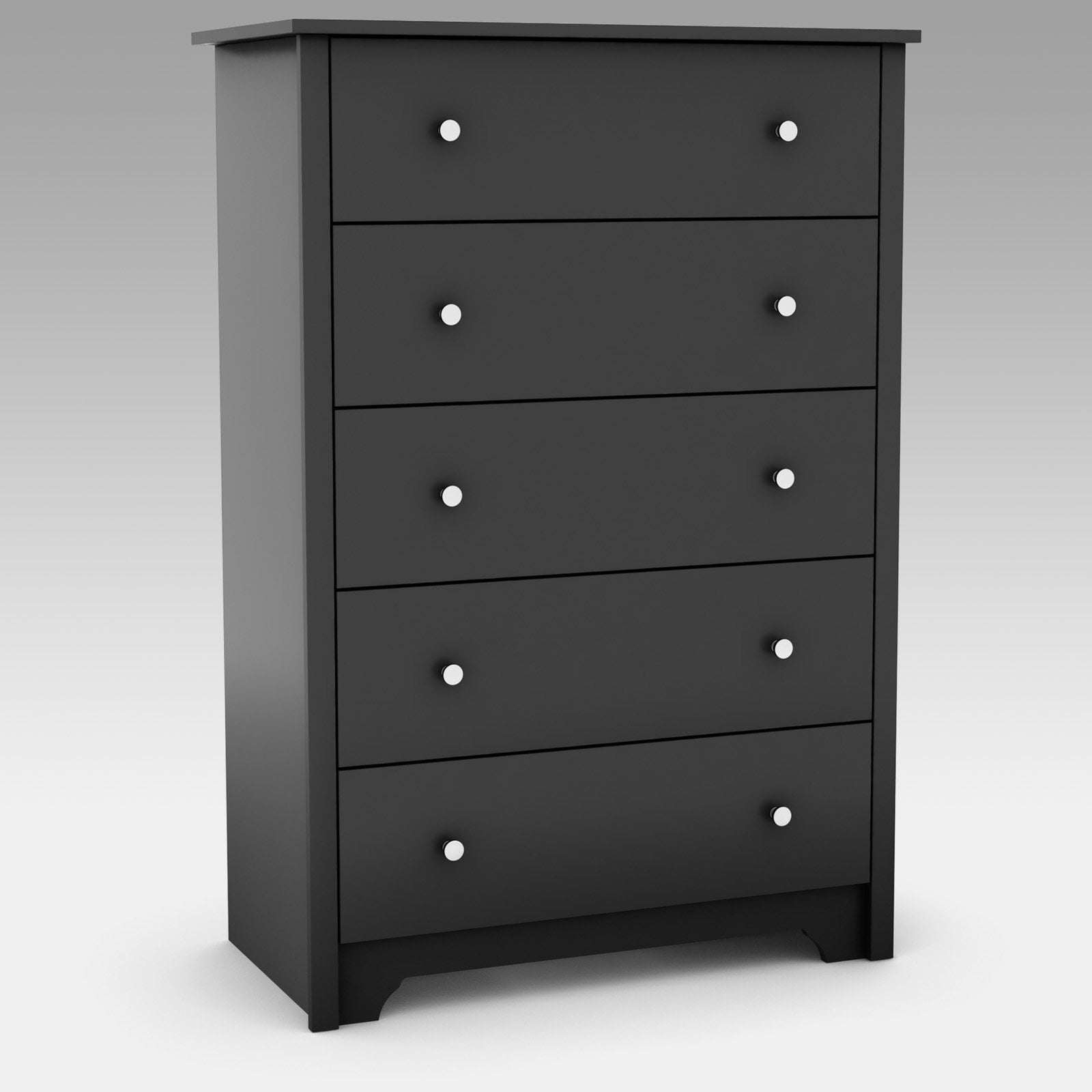 South Shore Vito 5-Drawer Chest Dresser Bedroom Pure Black