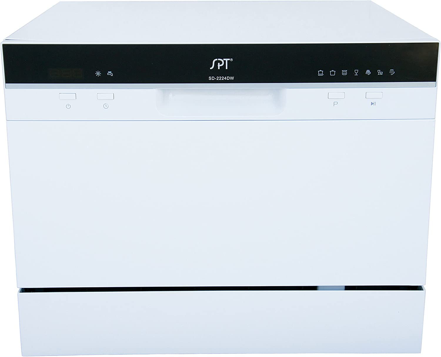 ENERGY STAR Compact Countertop Dishwasher with Delay Start - Portable Dishwasher with Stainless Steel Interior and 6 Place Settings Rack Silverware Basket for Apartment Office And Home Kitchen. White