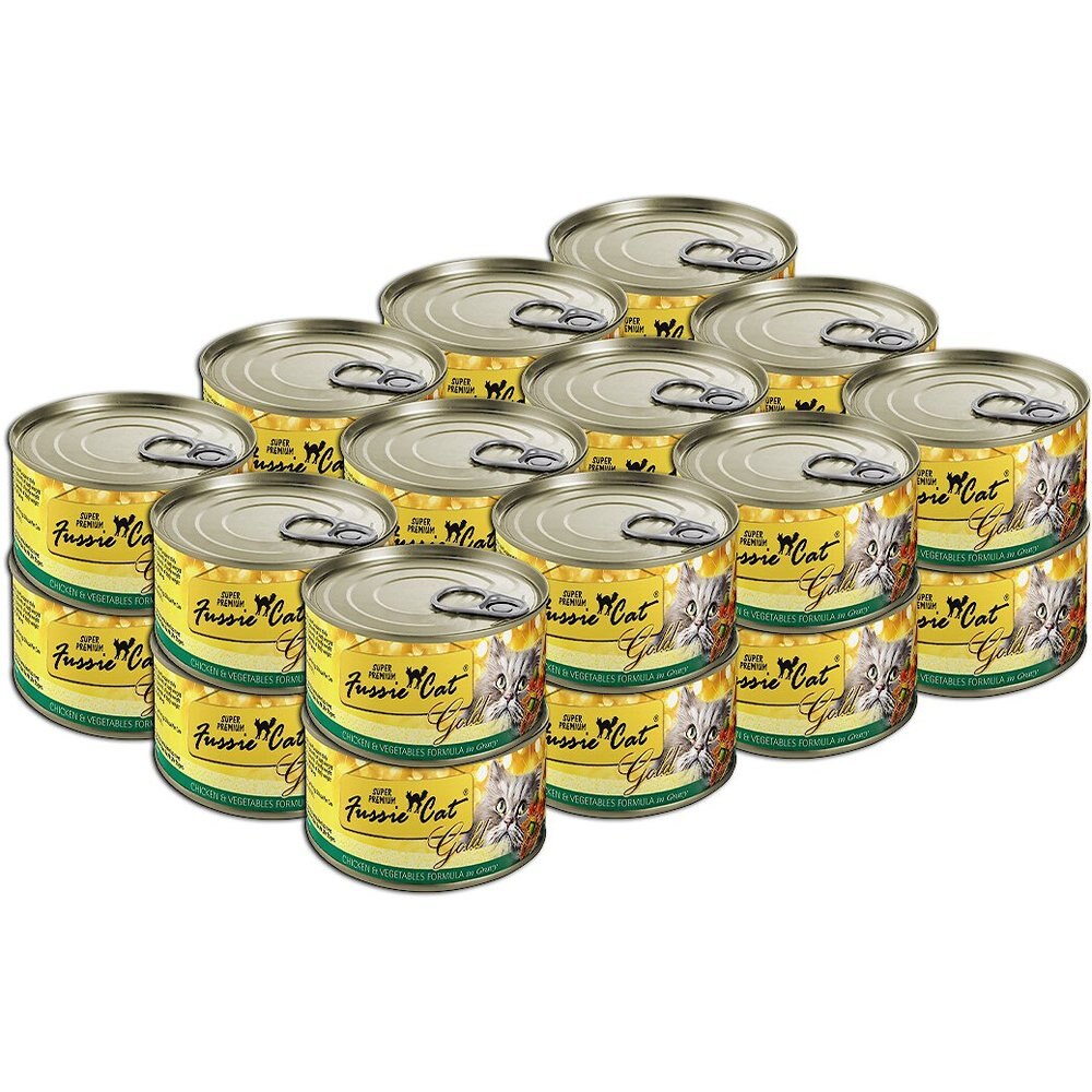 Fussie Cat Super Premium Chicken & Vegetables Formula in Gravy Grain-Free Canned Cat Food - 5.5-oz can. case of 24